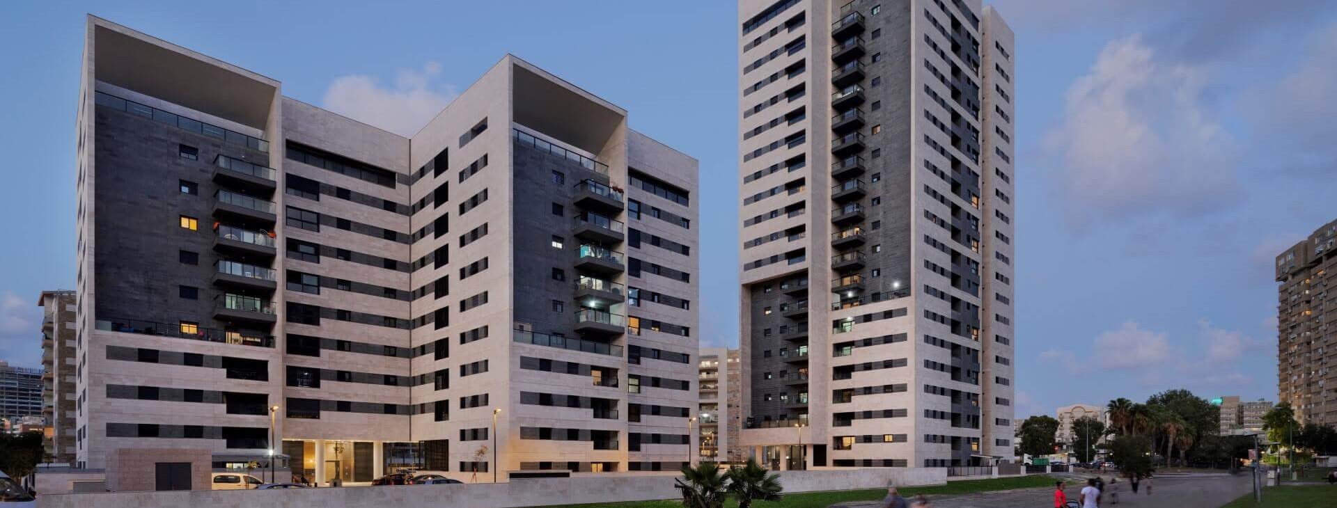 הדמייה של שני בניינים בפרויקט UNIK & MORE בחיפה