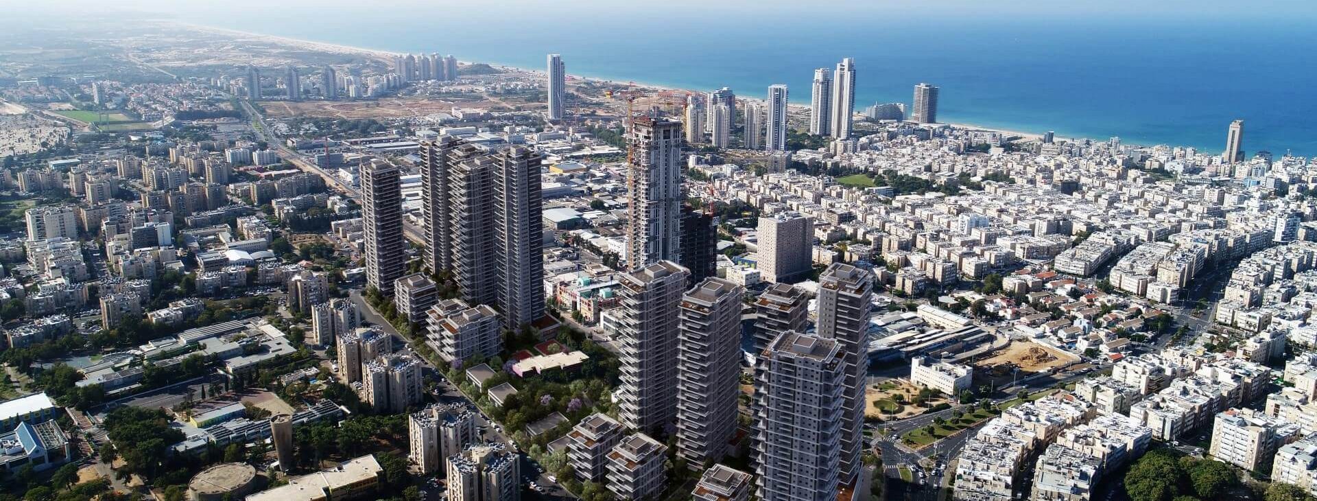 Simulation of buildings in the green UNIK project in Bat Yam