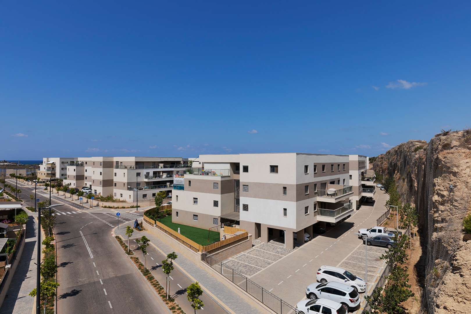 Photograph of buildings from the UNIK&MORE project in Atlit