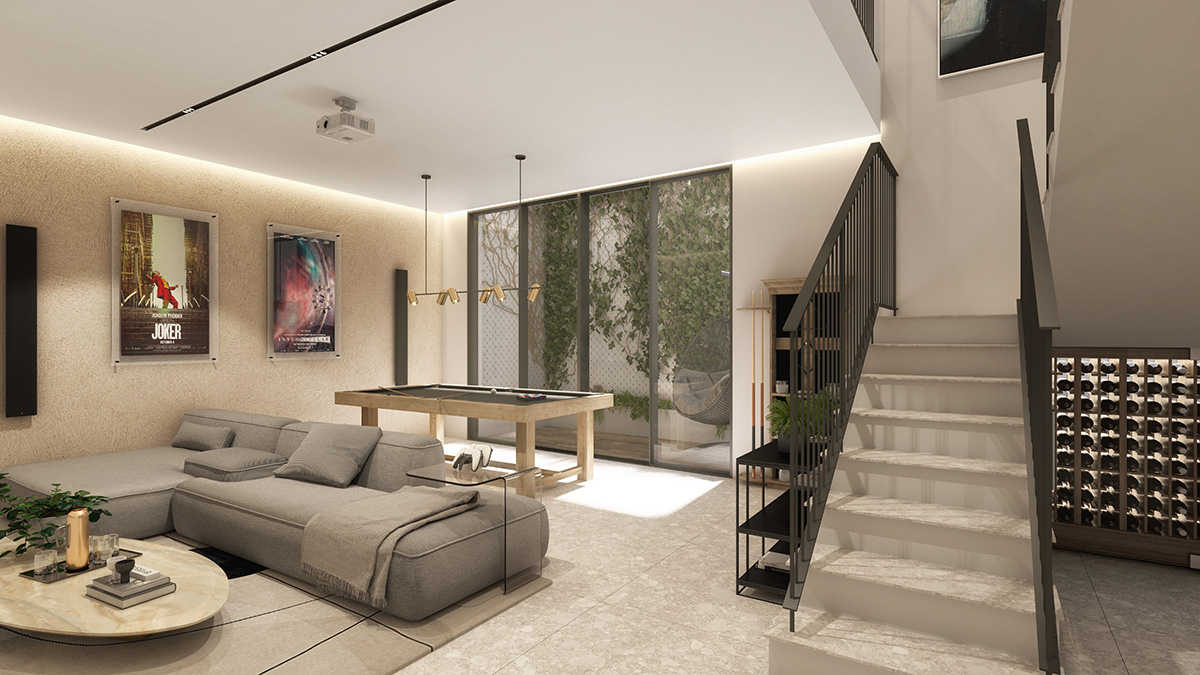 Simulation of a the basement in a duplex appartement in the Brodetsky project in Tel Aviv