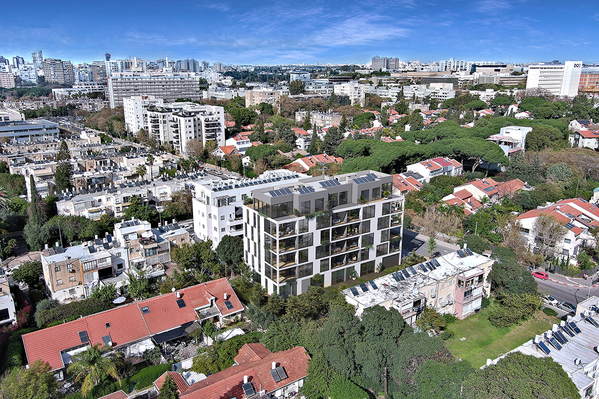 צילום אויר של פרויקט ברודצקי בתל אביב בשעת יום