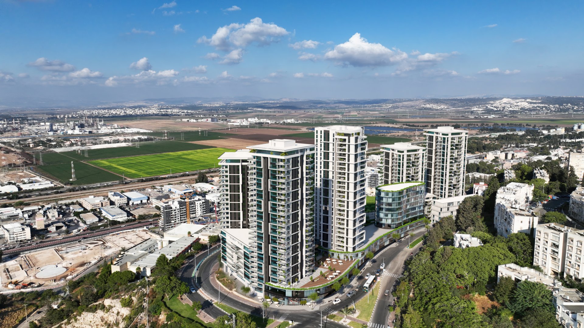 Photograph of few Bulidings in Nesher project from above
