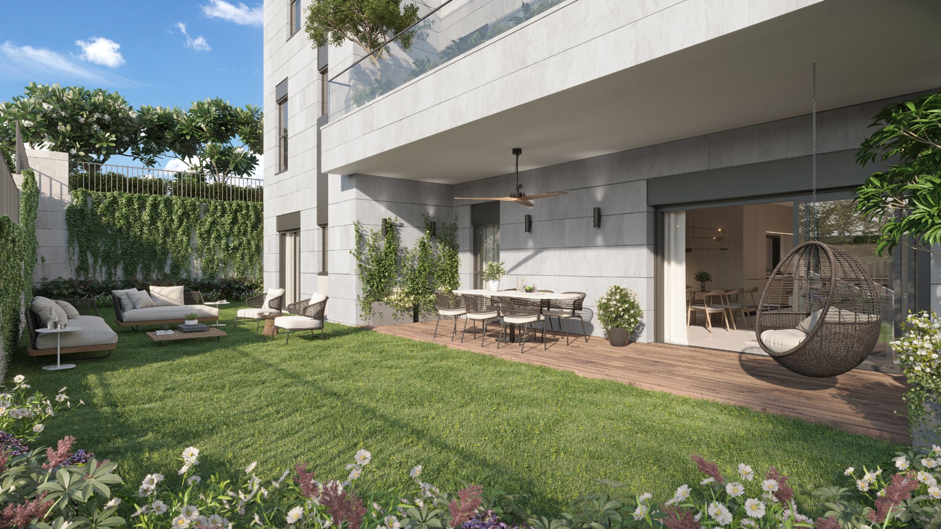 Photograph from the garden apartment of Kiryat Ata's project