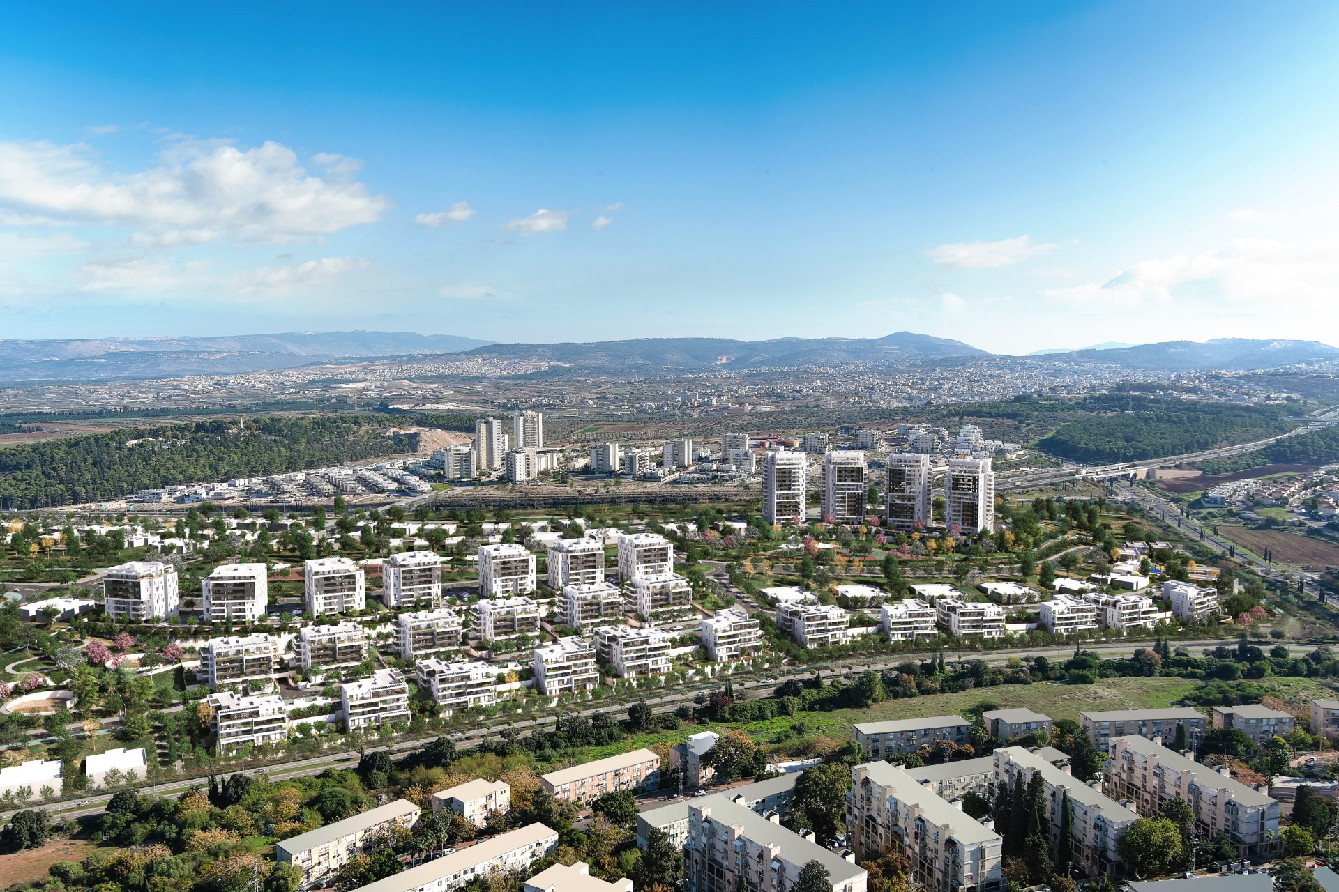 Photograph from the air of Kiryat Ata's project