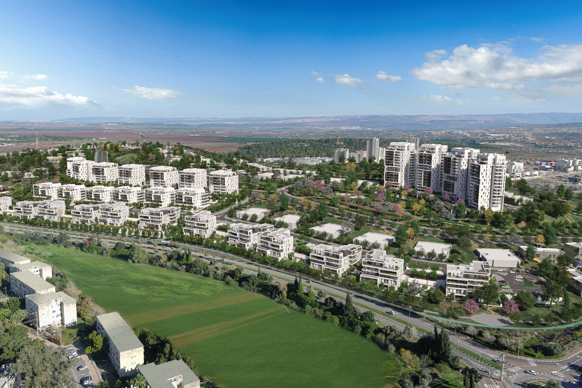 Photograph from the air of Kiryat Ata's project